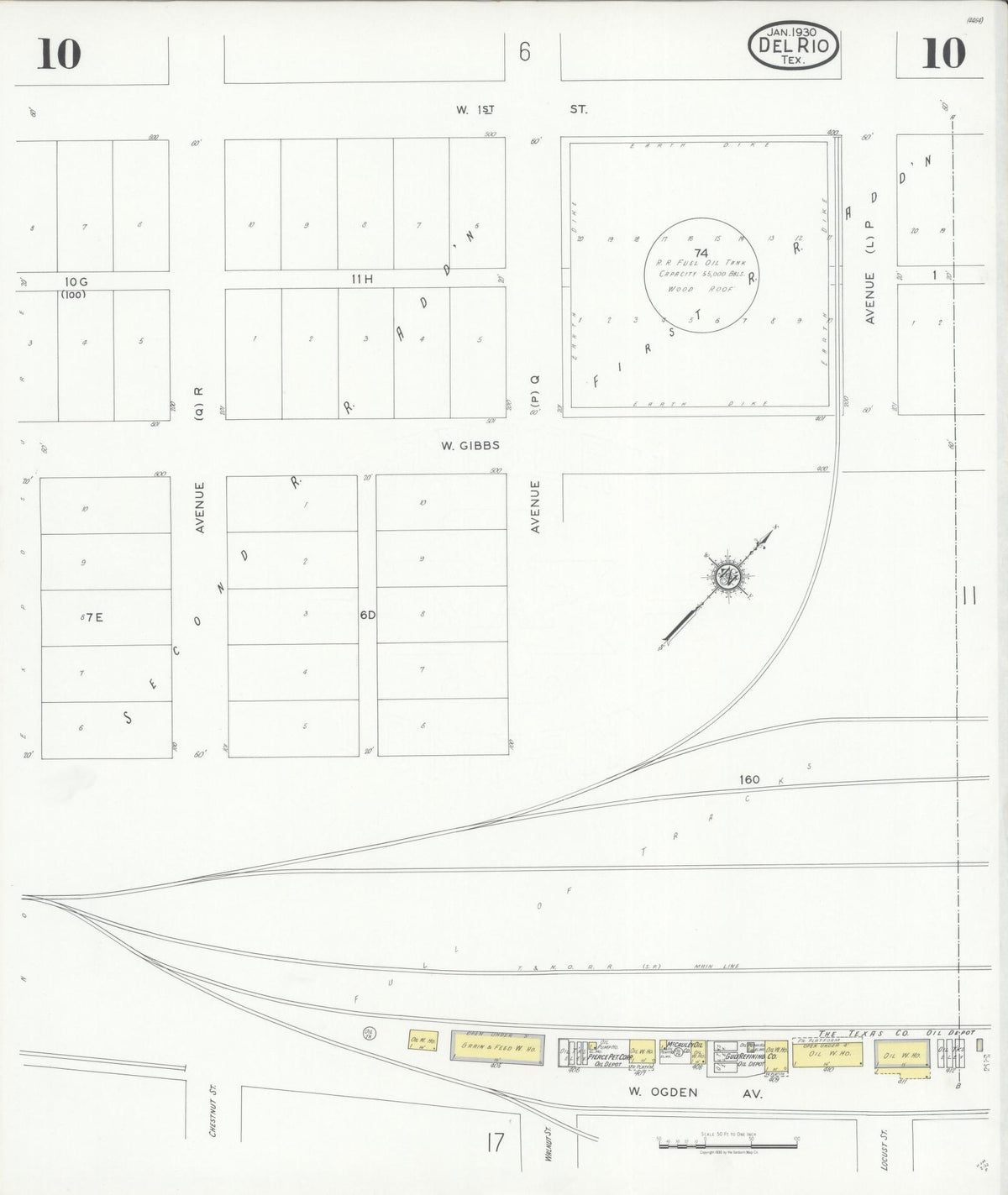 Sanborn Fire Insurance Map from Del Rio, Val Verde County, Texas (1930), Sheet #0010 - Complete Map Set gallery image, historic Sanborn map, vintage wall art, Texas Texas