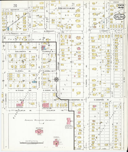 Sanborn Fire Insurance Map from Salina, Saline County, Kansas (1917), Sheet #0022 - Complete Map Set gallery image, historic Sanborn map, vintage wall art, Kansas Kansas