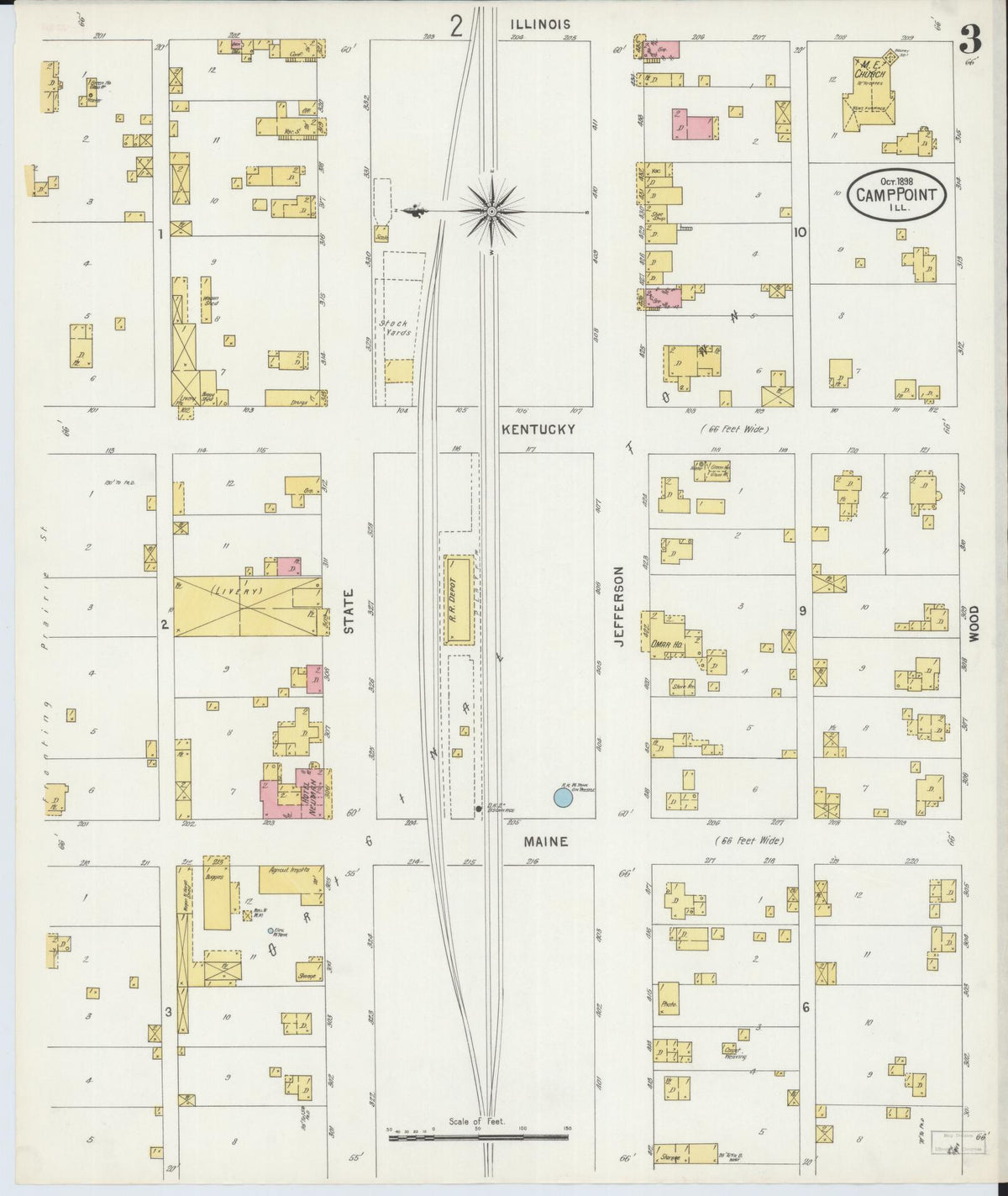 Sanborn Fire Insurance Map from Camp Point, Adams County, Illinois (1898), Sheet #0003 - Complete Map Set gallery image, historic Sanborn map, vintage wall art, Illinois Illinois