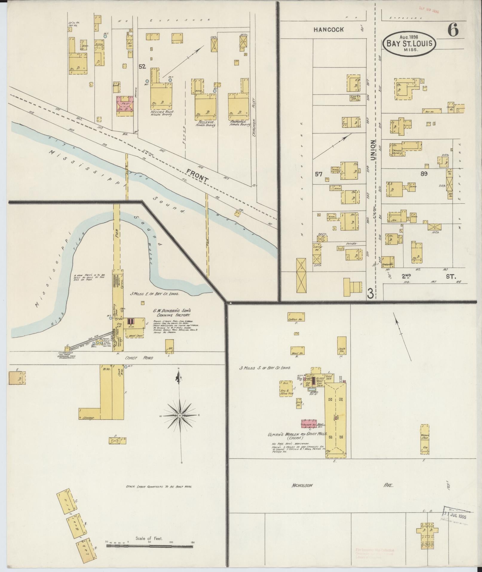 Sanborn Fire Insurance Map from Bay Saint Louis, Hancock County, Mississippi (1898), Sheet #0006 - Complete Map Set gallery image, historic Sanborn map, vintage wall art, Mississippi Mississippi