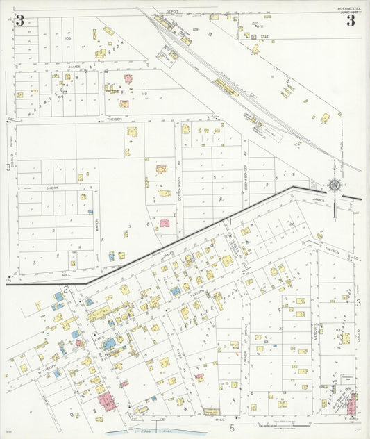 Sanborn Fire Insurance Map from Boerne, Kendall County, Texas (1937), Sheet #0003 - Historic Sanborn Fire Insurance Map Print, vintage old map wall art, antique decor, genealogy gift, Texas Texas map