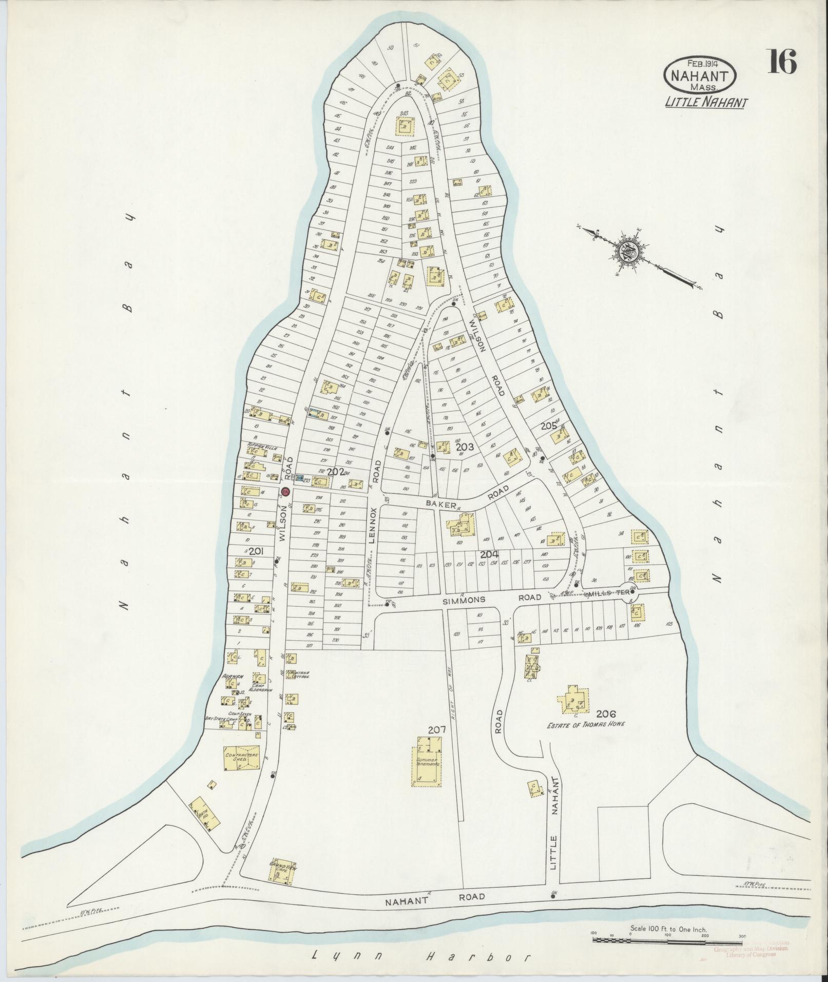 Sanborn Fire Insurance Map from Nahant, Essex County, Massachusetts (1914), Sheet #0016 - Complete Map Set gallery image, historic Sanborn map, vintage wall art, Massachusetts Massachusetts