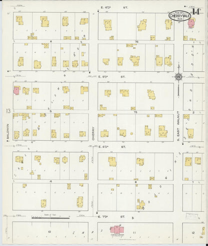Sanborn Fire Insurance Map from Cherryvale, Montgomery County, Kansas (1917), Sheet #0014 - Complete Map Set gallery image, historic Sanborn map, vintage wall art, Kansas Kansas