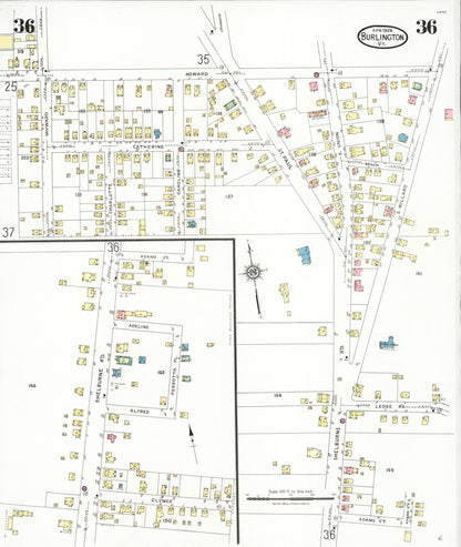 Sanborn Fire Insurance Map from Burlington, Chittenden County, Vermont (1926), Sheet #0036 - Complete Map Set gallery image, historic Sanborn map, vintage wall art, Vermont Vermont