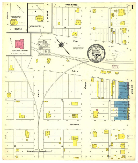 Sanborn Fire Insurance Map from Alvord, Wise County, Texas (1911), Sheet #0001 - Historic Sanborn Fire Insurance Map Print, vintage old map wall art, antique decor, genealogy gift, Texas Texas map