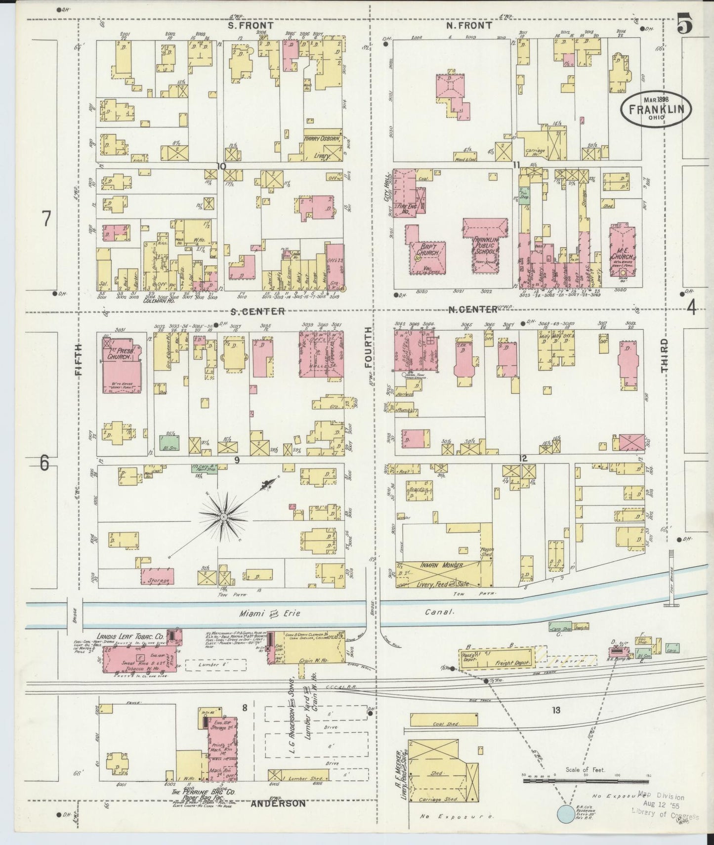 Sanborn Fire Insurance Map from Franklin, Warren County, Ohio (1898), Sheet #0005 - Complete Map Set gallery image, historic Sanborn map, vintage wall art, Ohio Ohio