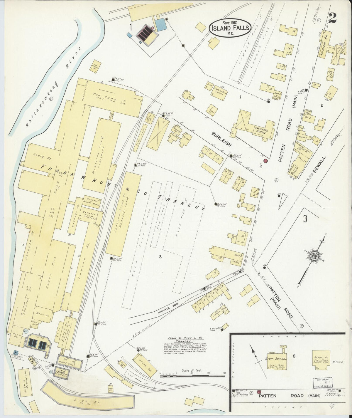 Sanborn Fire Insurance Map from Island Falls, Aroostook County, Maine (1912), Sheet #0002 - Complete Map Set gallery image, historic Sanborn map, vintage wall art, Maine Maine