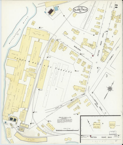 Sanborn Fire Insurance Map from Island Falls, Aroostook County, Maine (1912), Sheet #0002 - Complete Map Set gallery image, historic Sanborn map, vintage wall art, Maine Maine