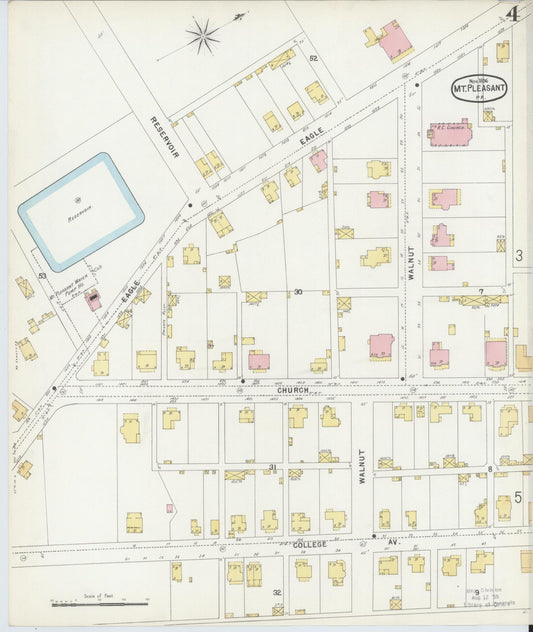 Sanborn Fire Insurance Map from Mount Pleasant, Westmoreland County, Pennsylvania (1896), Sheet #0004 - Historic Sanborn Fire Insurance Map Print, vintage old map wall art, antique decor, genealogy gift, Pennsylvania Pennsylvania map