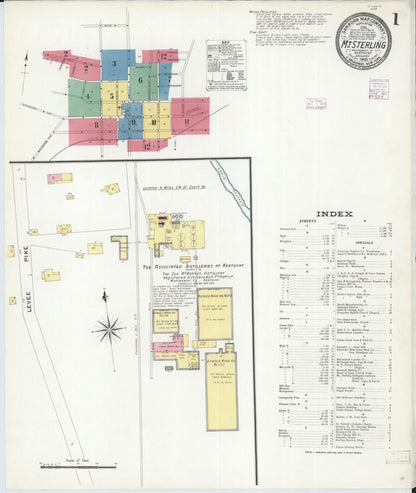 Sanborn Fire Insurance Map from Mount Sterling, Montgomery County, Kentucky (1908), Sheet #0001 - Complete Map Set gallery image, historic Sanborn map, vintage wall art, Kentucky Kentucky