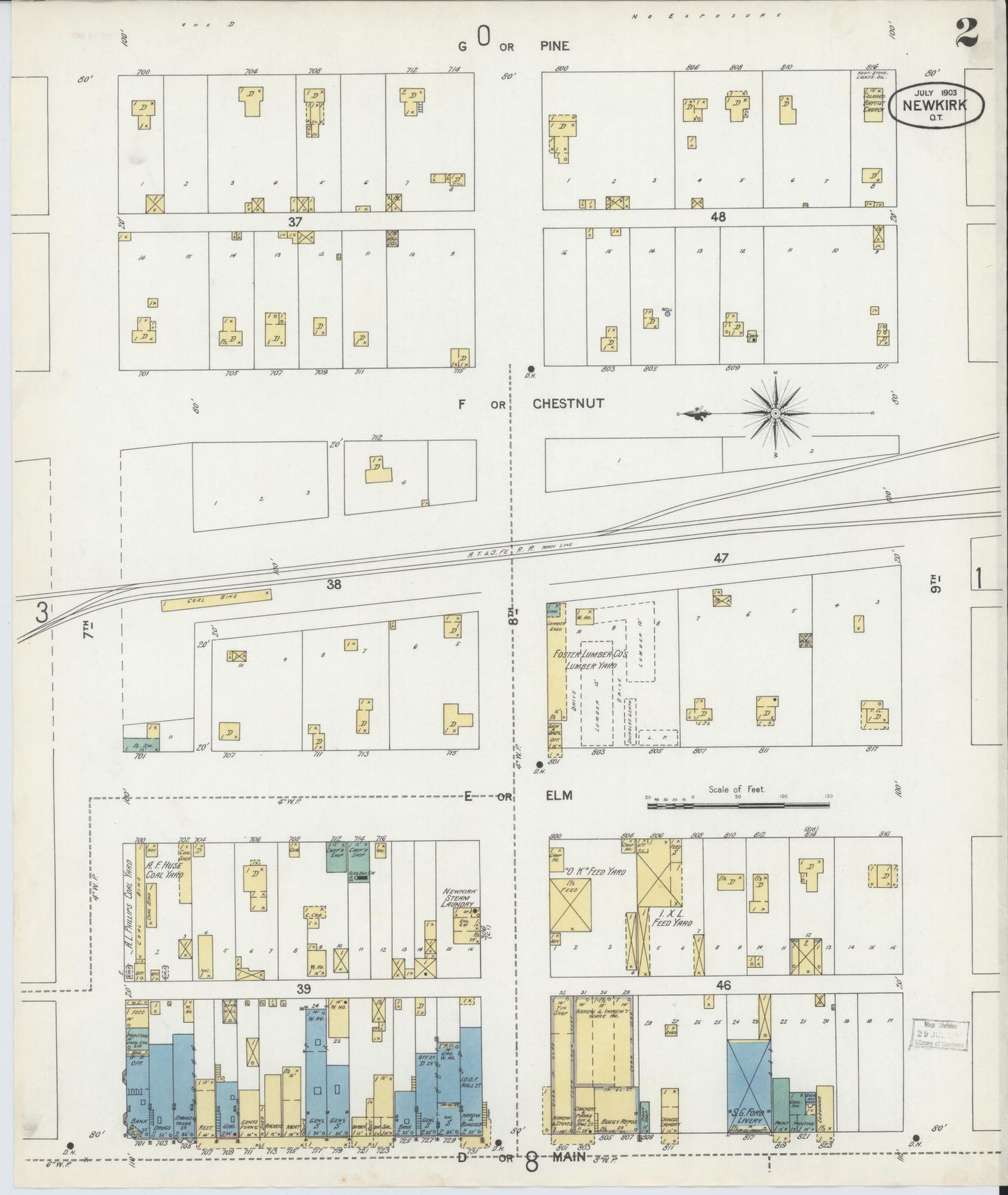 Sanborn Fire Insurance Map from Newkirk, Kay County, Oklahoma (1903), Sheet #0002 - Complete Map Set gallery image, historic Sanborn map, vintage wall art, Oklahoma Oklahoma