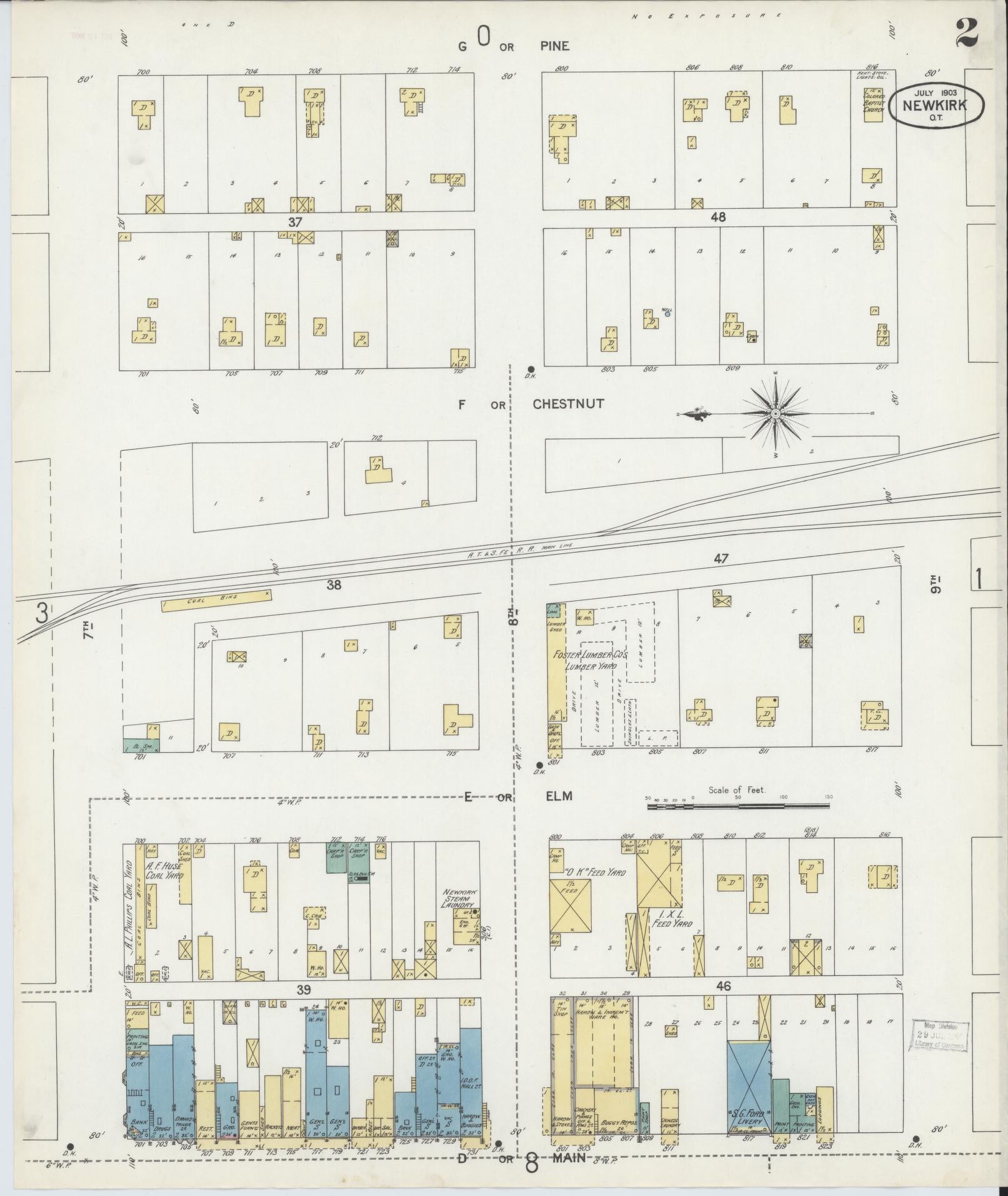 Sanborn Fire Insurance Map from Newkirk, Kay County, Oklahoma (1903), Sheet #0002 - Complete Map Set gallery image, historic Sanborn map, vintage wall art, Oklahoma Oklahoma