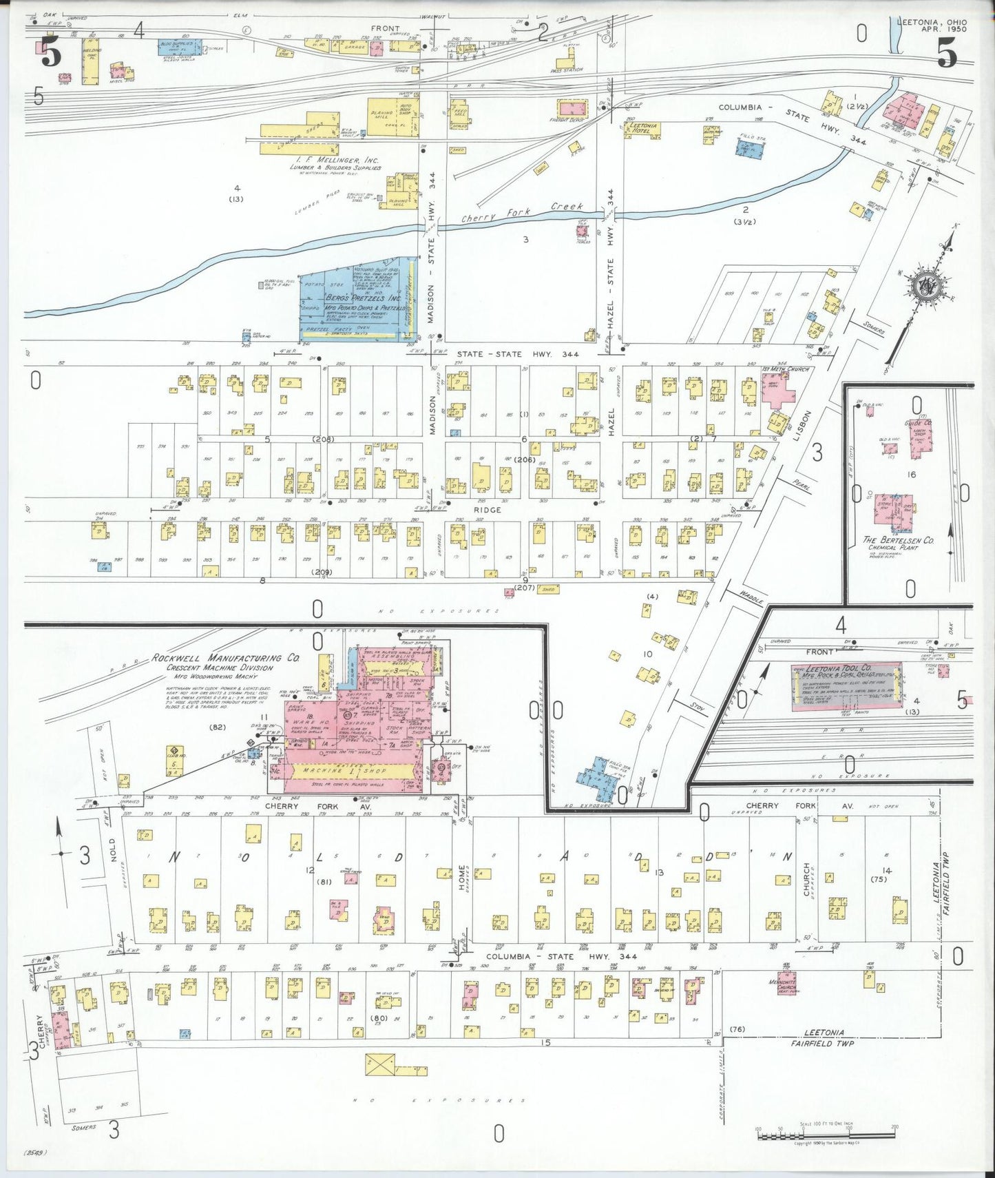 Sanborn Fire Insurance Map from Leetonia, Columbiana County, Ohio (1950), Sheet #0005 - Historic Sanborn Fire Insurance Map Print, vintage old map wall art, antique decor, genealogy gift, Ohio Ohio map