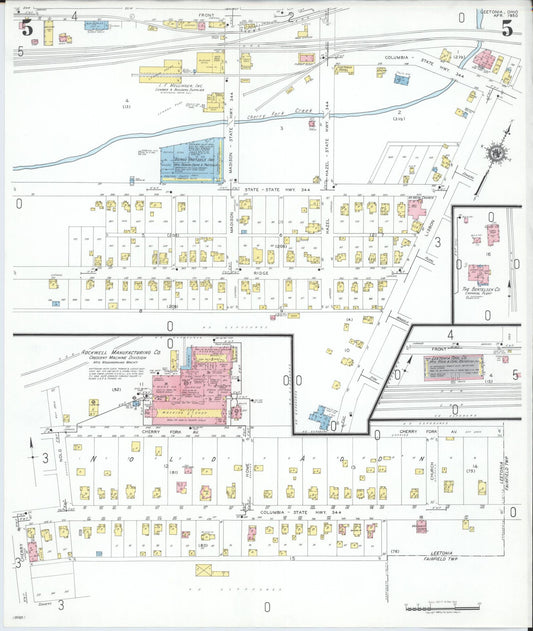Sanborn Fire Insurance Map from Leetonia, Columbiana County, Ohio (1950), Sheet #0005 - Historic Sanborn Fire Insurance Map Print, vintage old map wall art, antique decor, genealogy gift, Ohio Ohio map
