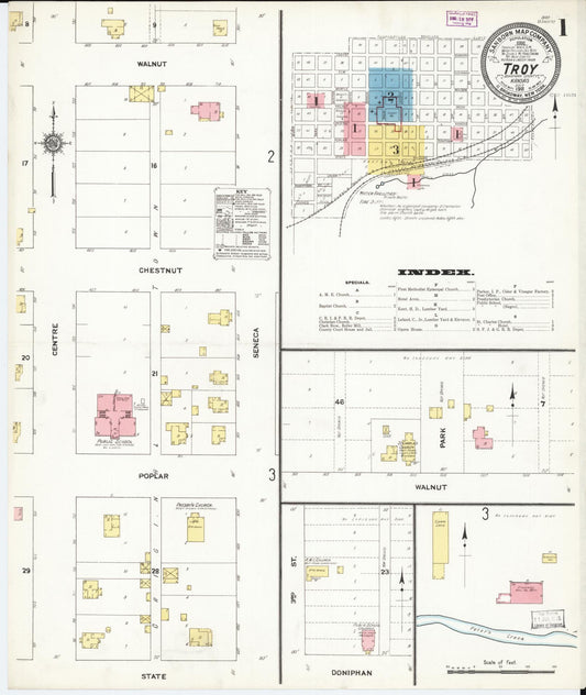 Sanborn Fire Insurance Map from Troy, Doniphan County, Kansas (1911), Sheet #0001 - Complete Map Set gallery image, historic Sanborn map, vintage wall art, Kansas Kansas