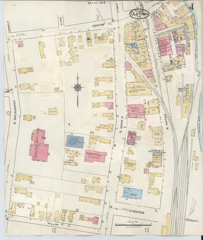 Sanborn Fire Insurance Map from Old Town, Penobscot County, Maine (1948), Sheet #0004 - Complete Map Set gallery image, historic Sanborn map, vintage wall art, Maine Maine