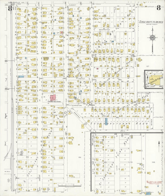 Sanborn Fire Insurance Map from Noblesville, Hamilton County, Indiana (1933), Sheet #0008 - Historic Sanborn Fire Insurance Map Print, vintage old map wall art, antique decor, genealogy gift, Indiana Indiana map