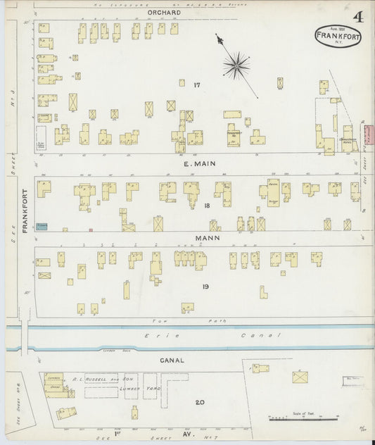 Sanborn Fire Insurance Map from Frankfort, Herkimer County, New York (1891), Sheet #0004 - Historic Sanborn Fire Insurance Map Print, vintage old map wall art, antique decor, genealogy gift, New York New York map