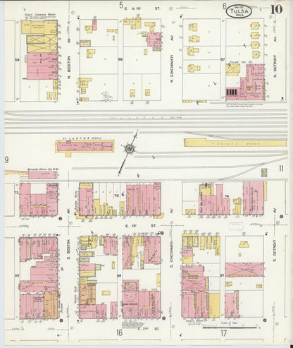 Sanborn Fire Insurance Map from Tulsa, Tulsa County, Oklahoma (1911), Sheet #0010 - Complete Map Set gallery image, historic Sanborn map, vintage wall art, Oklahoma Oklahoma