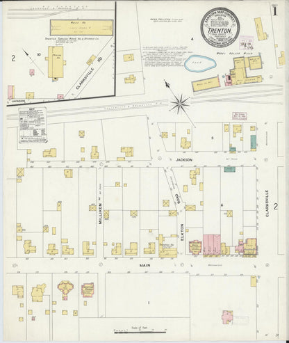 Sanborn Fire Insurance Map from Trenton, Todd County, Kentucky (1909), Sheet #0001 - Complete Map Set gallery image, historic Sanborn map, vintage wall art, Kentucky Kentucky