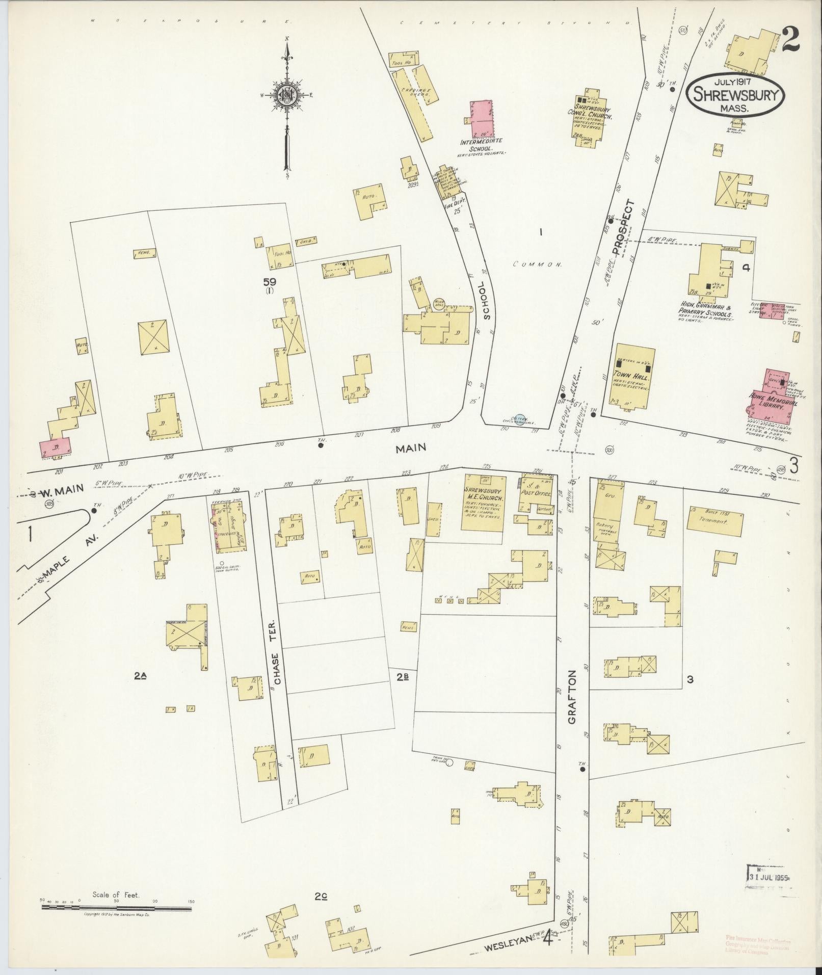 Sanborn Fire Insurance Map from Shrewsbury, Worcester County, Massachusetts (1917), Sheet #0002 - Complete Map Set gallery image, historic Sanborn map, vintage wall art, Massachusetts Massachusetts