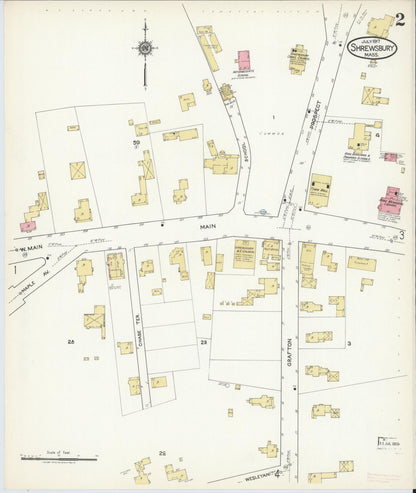 Sanborn Fire Insurance Map from Shrewsbury, Worcester County, Massachusetts (1917), Sheet #0002 - Complete Map Set gallery image, historic Sanborn map, vintage wall art, Massachusetts Massachusetts