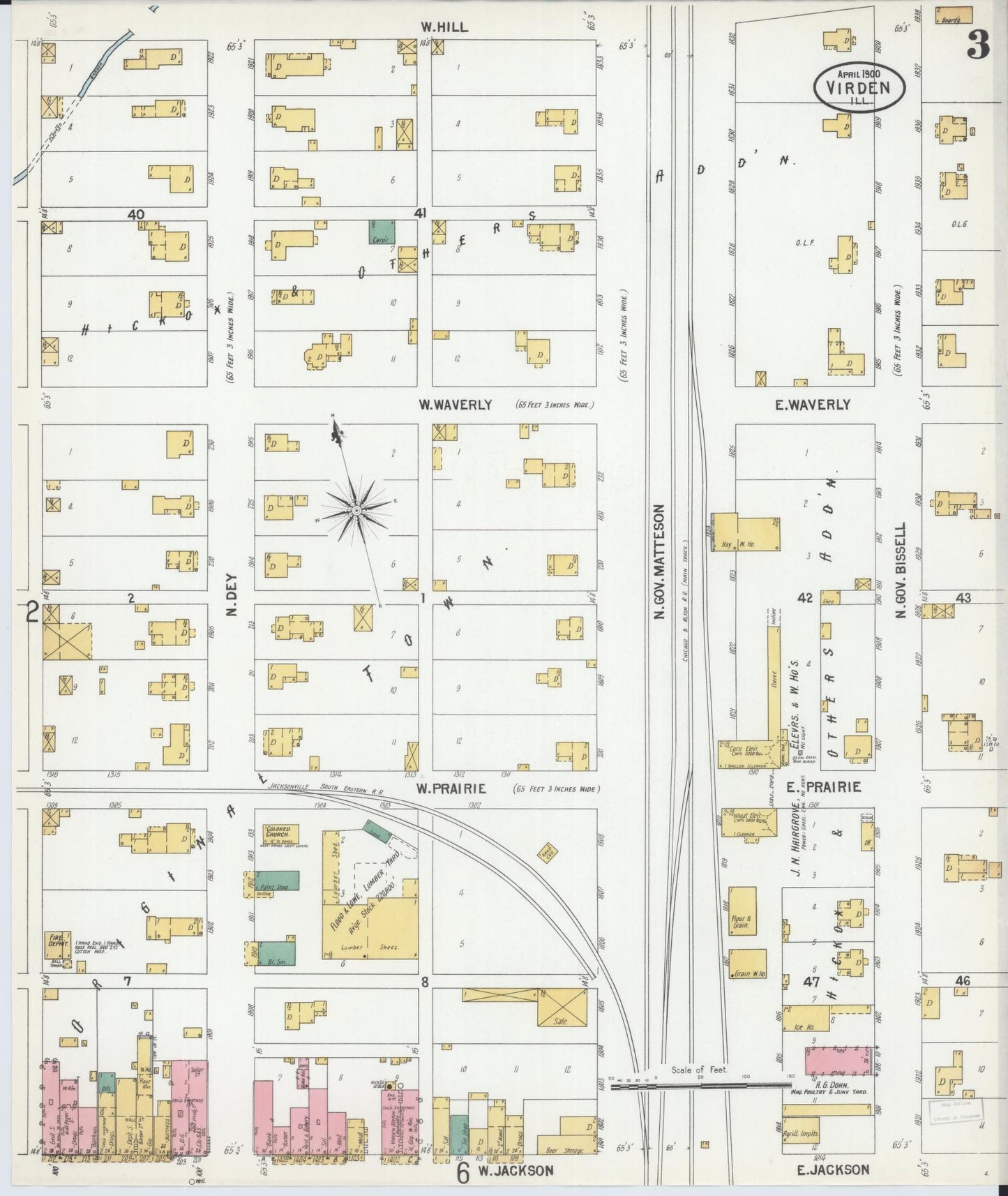 Sanborn Fire Insurance Map from Virden, Macoupin County, Illinois (1900), Sheet #0003 - Complete Map Set gallery image, historic Sanborn map, vintage wall art, Illinois Illinois