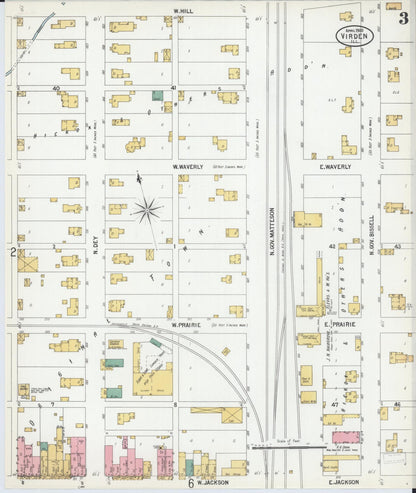 Sanborn Fire Insurance Map from Virden, Macoupin County, Illinois (1900), Sheet #0003 - Complete Map Set gallery image, historic Sanborn map, vintage wall art, Illinois Illinois