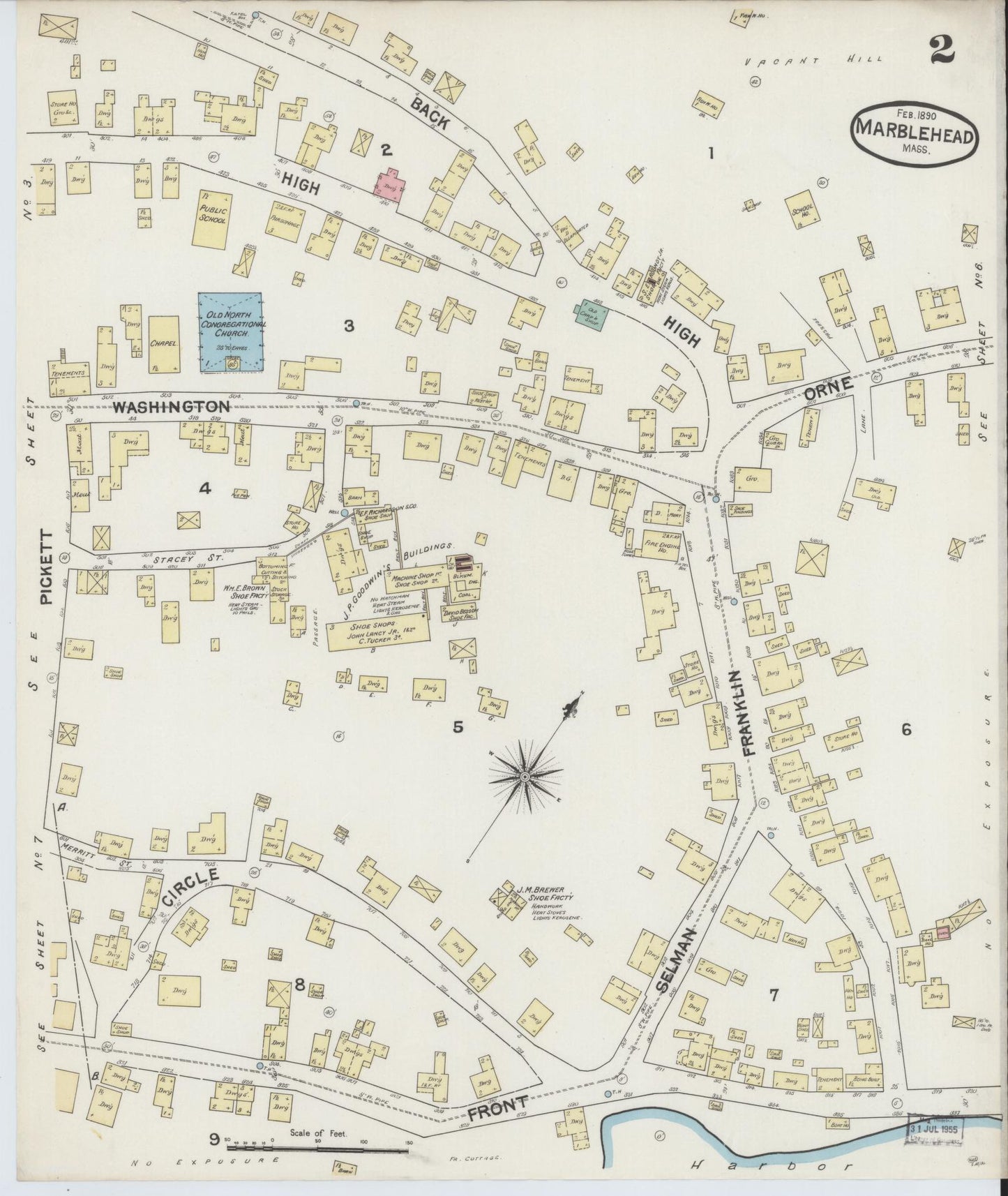Sanborn Fire Insurance Map from Marblehead, Essex County, Massachusetts (1890), Sheet #0002 - Complete Map Set gallery image, historic Sanborn map, vintage wall art, Massachusetts Massachusetts