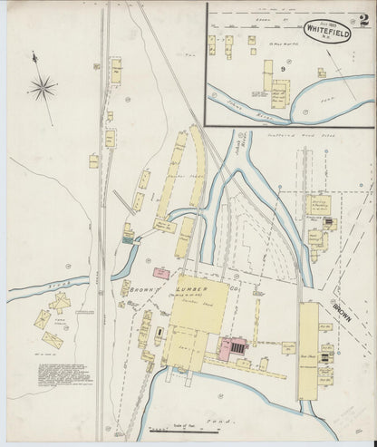 Sanborn Fire Insurance Map from Whitefield, Coos County, New Hampshire (1889), Sheet #0002 - Complete Map Set gallery image, historic Sanborn map, vintage wall art, New Hampshire New Hampshire