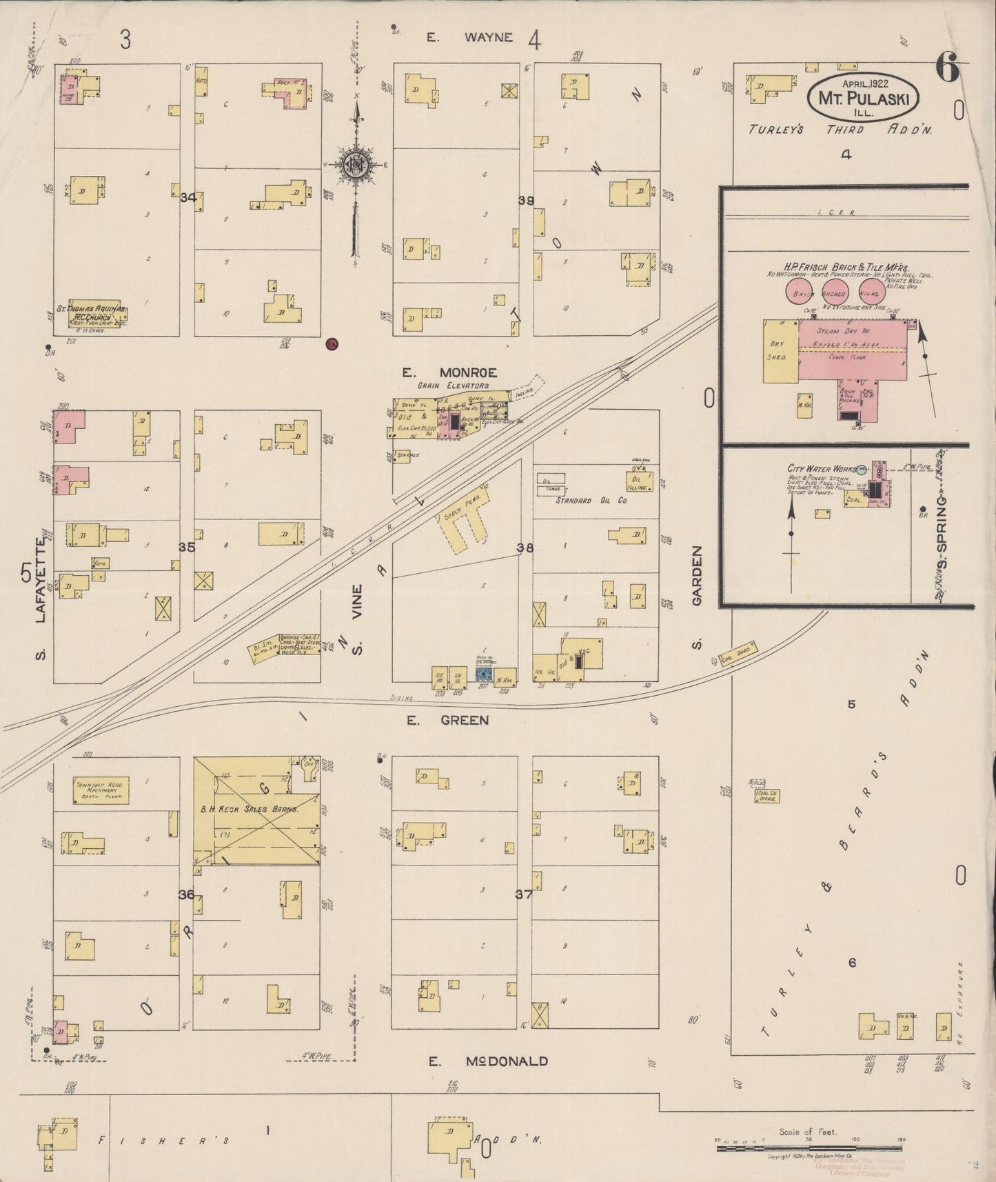 Sanborn Fire Insurance Map from Mount Pulaski, Logan County, Illinois (1922), Sheet #0006 - Complete Map Set gallery image, historic Sanborn map, vintage wall art, Illinois Illinois