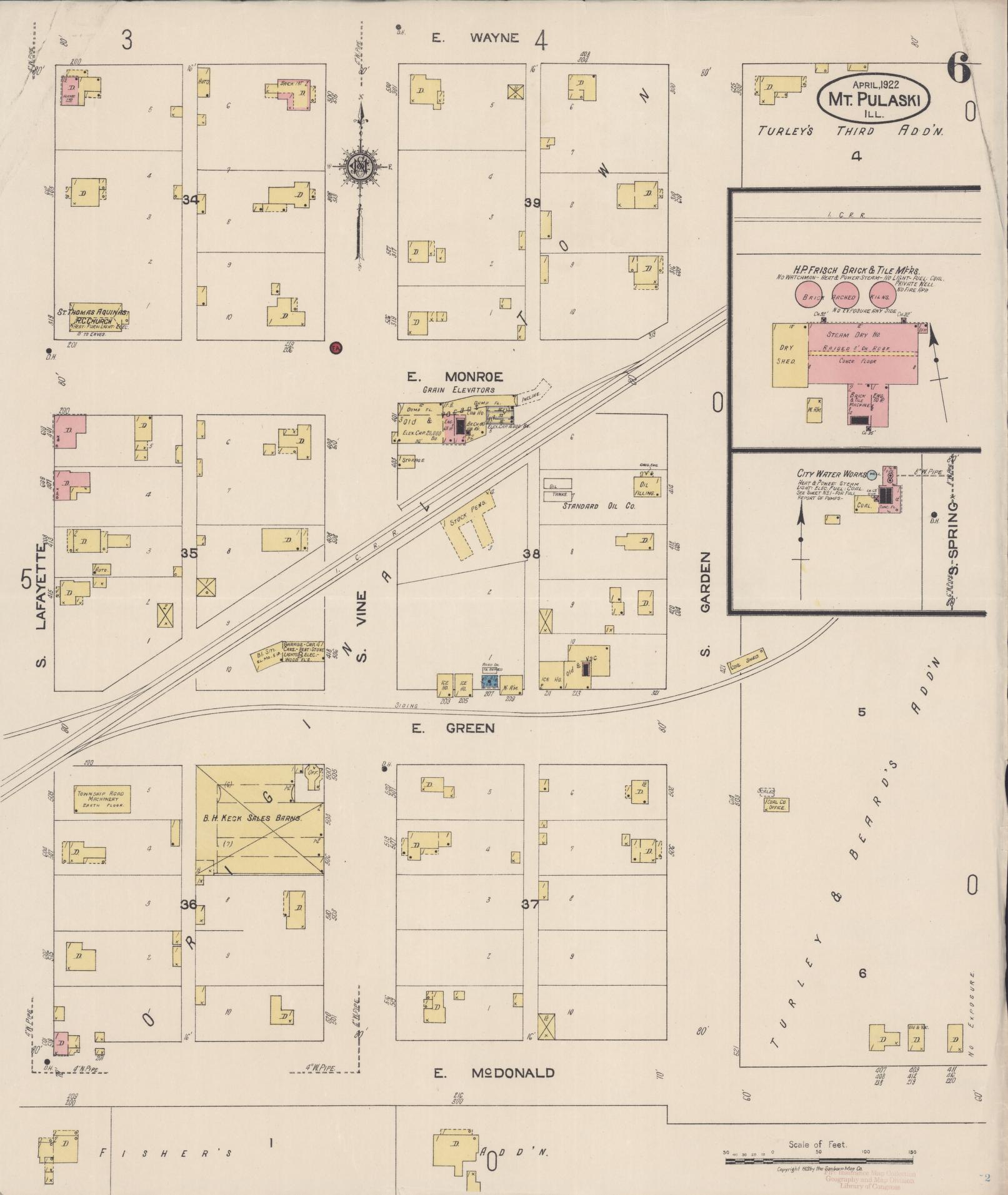 Sanborn Fire Insurance Map from Mount Pulaski, Logan County, Illinois (1922), Sheet #0006 - Complete Map Set gallery image, historic Sanborn map, vintage wall art, Illinois Illinois