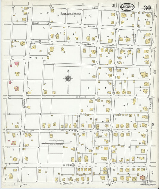 Sanborn Fire Insurance Map from McKinney, Collin County, Texas (1920), Sheet #0030 - Historic Sanborn Fire Insurance Map Print, vintage old map wall art, antique decor, genealogy gift, Texas Texas map