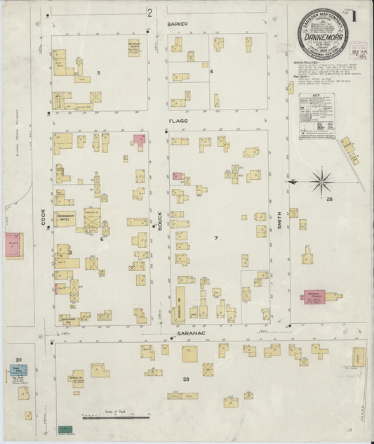 Sanborn Fire Insurance Map from Dannemora, Clinton County, New York (1909), Sheet #0001 - Historic Sanborn Fire Insurance Map Print, vintage old map wall art, antique decor, genealogy gift, New York New York map