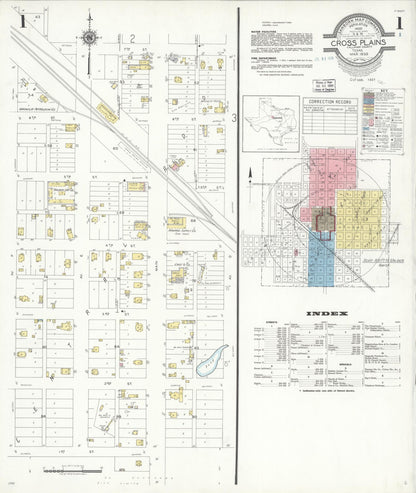 Sanborn Fire Insurance Map from Cross Plains, Callahan County, Texas (1939), Sheet #0001 - Complete Map Set gallery image, historic Sanborn map, vintage wall art, Texas Texas