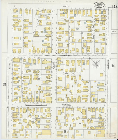 Sanborn Fire Insurance Map from Key West, Monroe County, Florida (1899), Sheet #0010 - Complete Map Set gallery image, historic Sanborn map, vintage wall art, Florida Florida