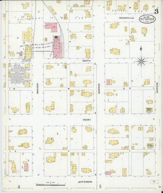 Sanborn Fire Insurance Map from Pittsfield, Pike County, Illinois (1905), Sheet #0003 - Historic Sanborn Fire Insurance Map Print, vintage old map wall art, antique decor, genealogy gift, Illinois Illinois map