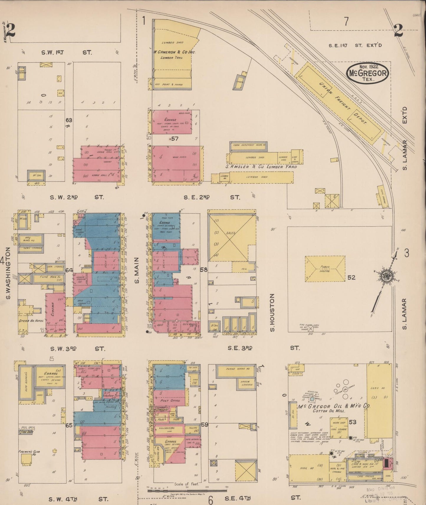 Sanborn Fire Insurance Map from McGregor, McLennan County, Texas (1922), Sheet #0002 - Historic Sanborn Fire Insurance Map Print, vintage old map wall art, antique decor, genealogy gift, Texas Texas map
