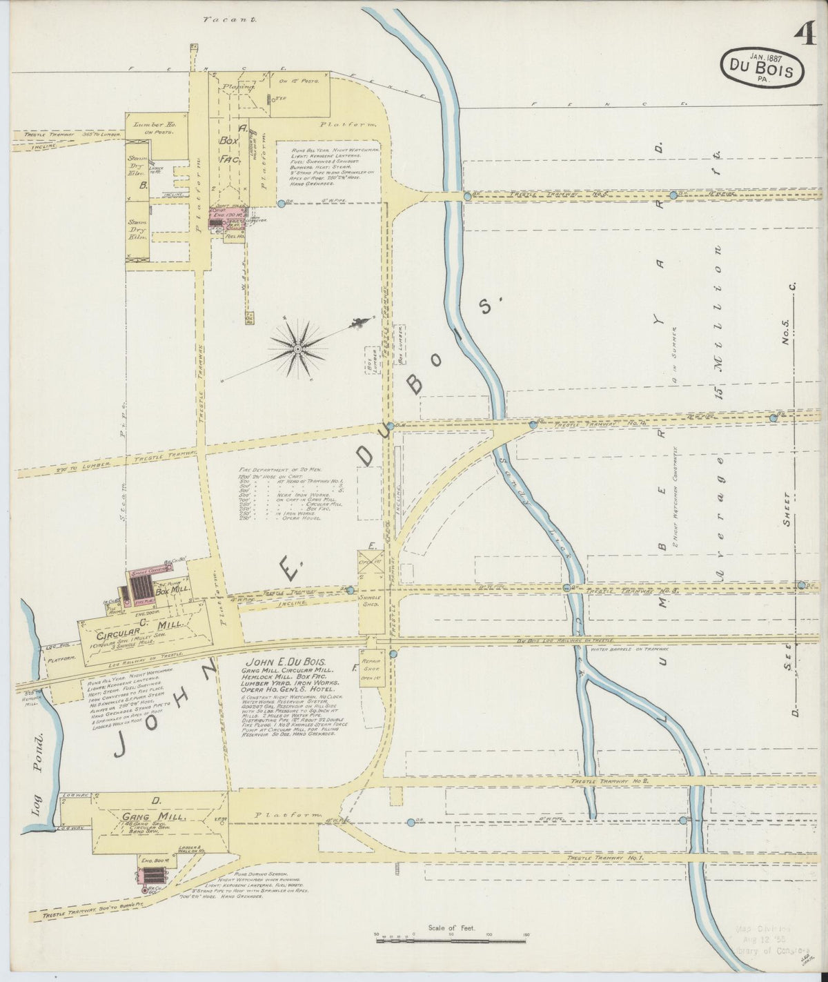 Sanborn Fire Insurance Map from Du Bois, Clearfield County, Pennsylvania (1887), Sheet #0004 - Complete Map Set gallery image, historic Sanborn map, vintage wall art, Pennsylvania Pennsylvania