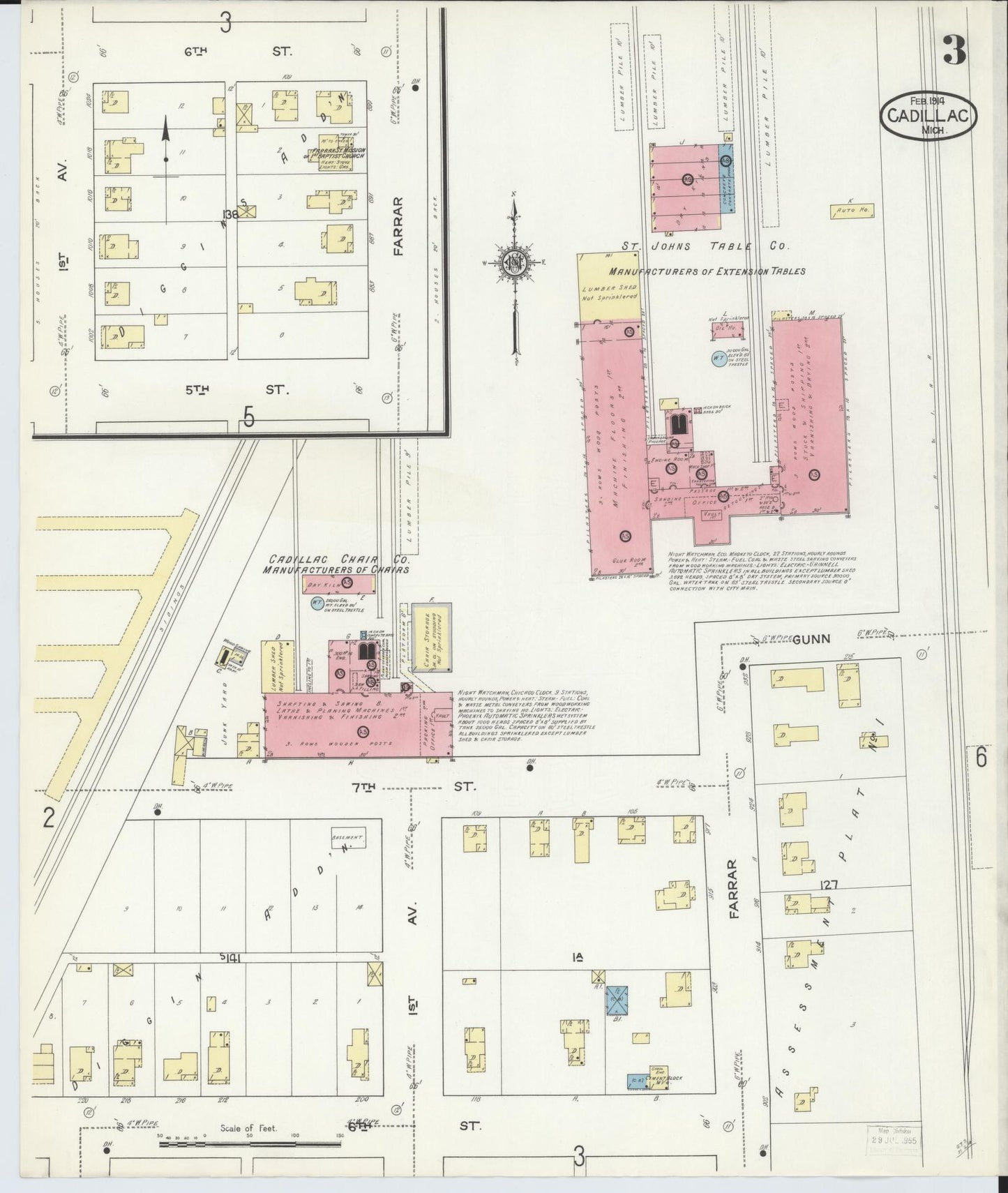 Sanborn Fire Insurance Map from Cadillac, Wexford County, Michigan (1914), Sheet #0003 - Complete Map Set gallery image, historic Sanborn map, vintage wall art, Michigan Michigan