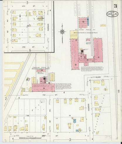 Sanborn Fire Insurance Map from Cadillac, Wexford County, Michigan (1914), Sheet #0003 - Complete Map Set gallery image, historic Sanborn map, vintage wall art, Michigan Michigan
