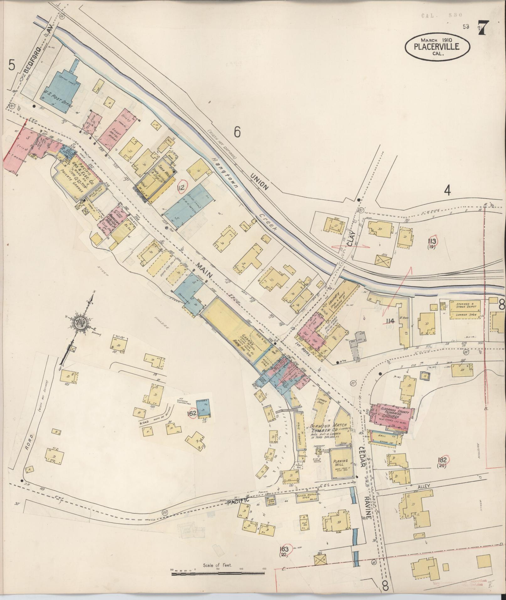 Sanborn Fire Insurance Map from Placerville, El Dorado County, California (1940), Sheet #0007 - Complete Map Set gallery image, historic Sanborn map, vintage wall art, California California