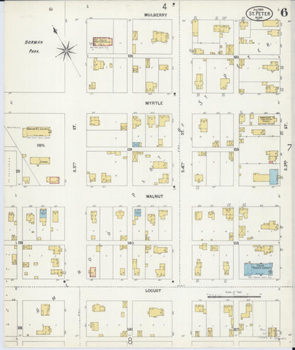 Sanborn Fire Insurance Map from Saint Peter, Nicollet County, Minnesota (1900), Sheet #0006 - Complete Map Set gallery image, historic Sanborn map, vintage wall art, Minnesota Minnesota