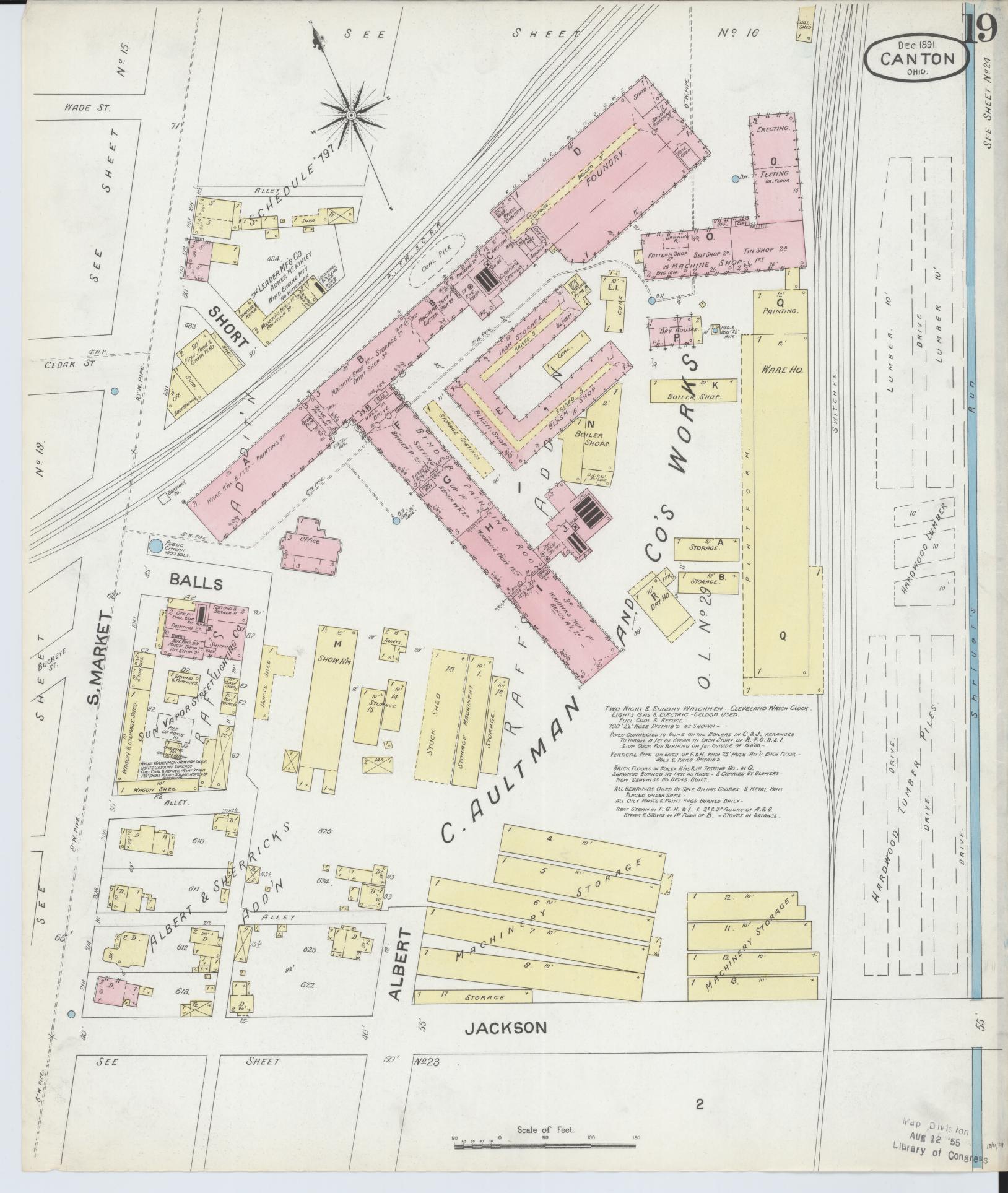 Sanborn Fire Insurance Map from Canton, Stark County, Ohio (1891), Sheet #0019 - Complete Map Set gallery image, historic Sanborn map, vintage wall art, Ohio Ohio