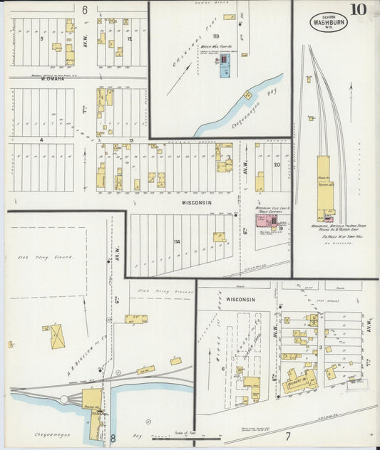 Sanborn Fire Insurance Map from Washburn, Bayfield County, Wisconsin (1898), Sheet #0010 - Historic Sanborn Fire Insurance Map Print, vintage old map wall art, antique decor, genealogy gift, Wisconsin Wisconsin map
