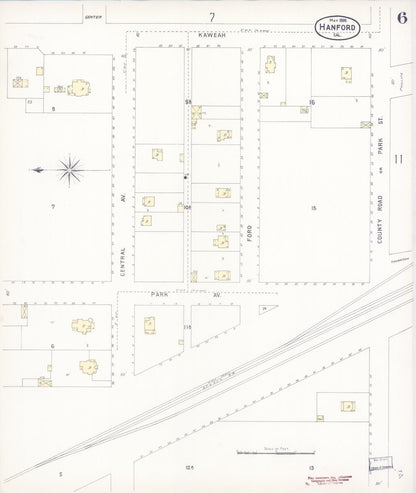 Sanborn Fire Insurance Map from Hanford, Kings County, California (1898), Sheet #0006 - Complete Map Set gallery image, historic Sanborn map, vintage wall art, California California