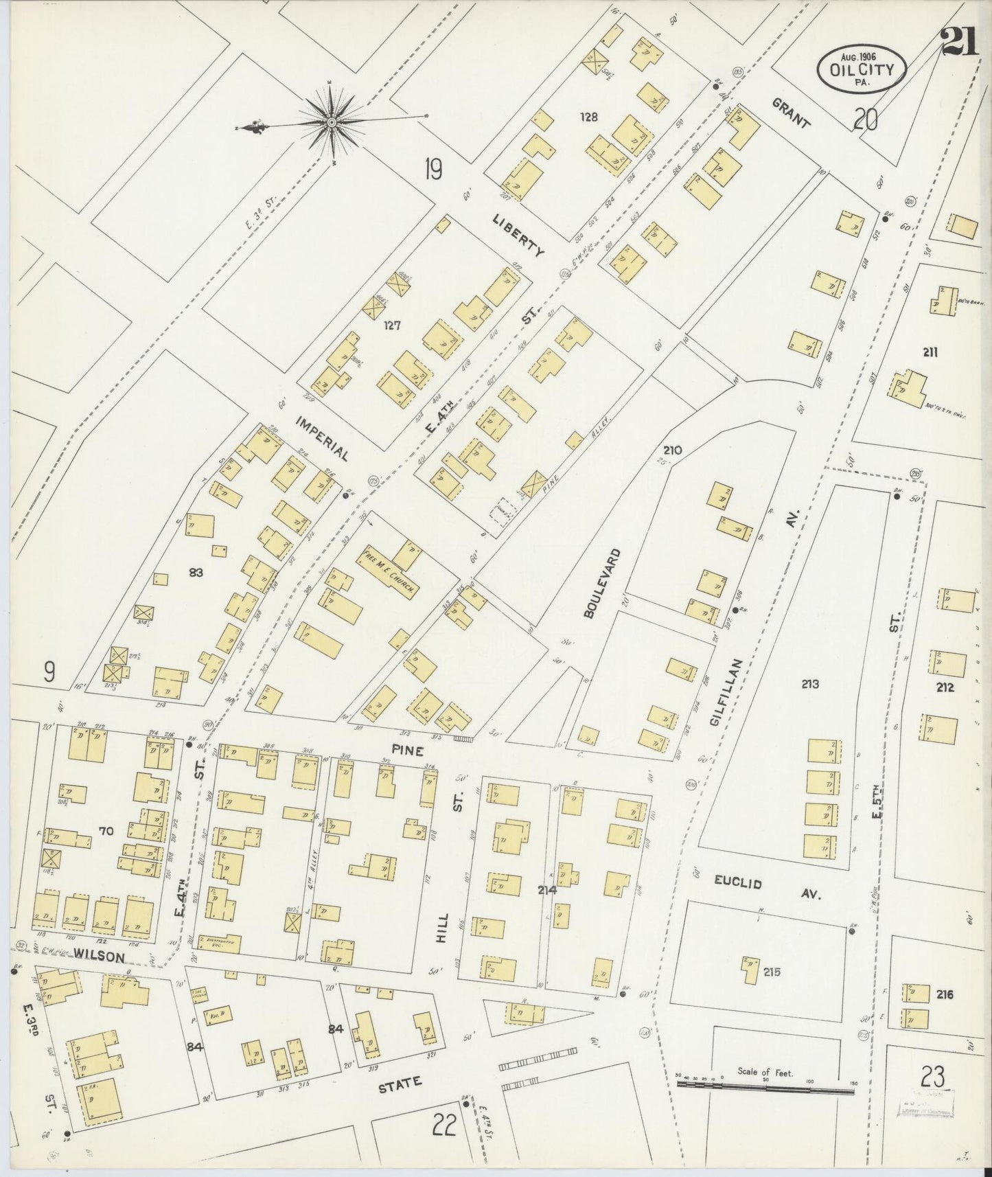 Sanborn Fire Insurance Map from Oil City, Venango County, Pennsylvania (1906), Sheet #0021 - Complete Map Set gallery image, historic Sanborn map, vintage wall art, Pennsylvania Pennsylvania