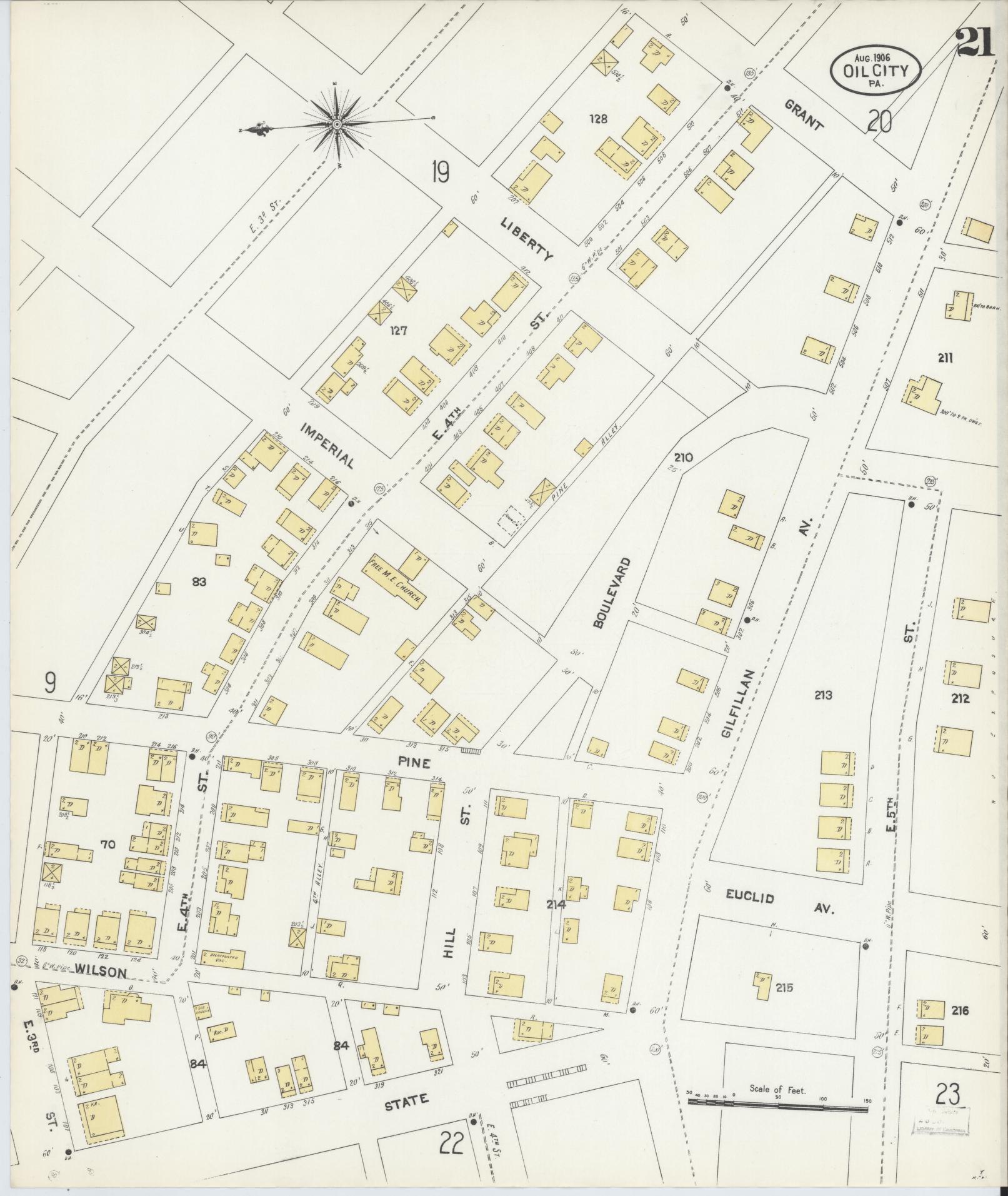 Sanborn Fire Insurance Map from Oil City, Venango County, Pennsylvania (1906), Sheet #0021 - Complete Map Set gallery image, historic Sanborn map, vintage wall art, Pennsylvania Pennsylvania