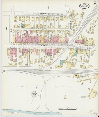Sanborn Fire Insurance Map from Plymouth, Luzerne County, Pennsylvania (1896), Sheet #0005 - Historic Sanborn Fire Insurance Map Print, vintage old map wall art, antique decor, genealogy gift, Pennsylvania Pennsylvania map
