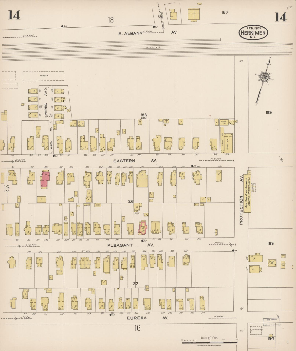 Sanborn Fire Insurance Map from Herkimer, Herkimer County, New York (1923), Sheet #0014 - Complete Map Set gallery image, historic Sanborn map, vintage wall art, New York New York